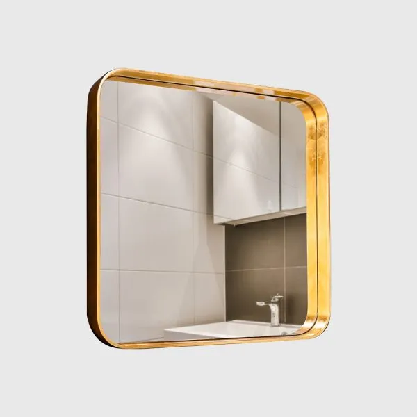 Espejo cuadrado 500MM hojilla oro