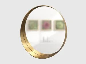 Espejo redondo aro de 70CM hojilla oro